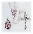 Mother of Pearl Rosary - Madonna with Child - 7mm Faux Mother of Pearl Beads - 18in. Chain - Center Piece with Matching Pendant - Gift Box Included - IMPORTED FROM ITALY