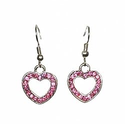 Earrings - E95 - Small Crystal Hearts - Rose
