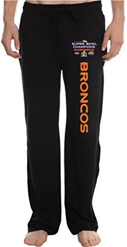 LINBIN Men's DENVER BRONCOS SUPER BOWL 50 CHAMPIONS 3-TIME CHAMPS Lounge Pajama Pants L Black