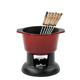 Chasseur Cast Iron Classic Fondue Set (Chilli Red)