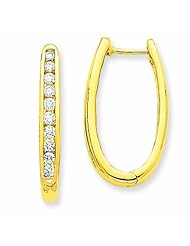 0.8 Carat 14K Gold Diamond Oval Hoop Earrings