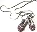 Pink Crystal Rhinestone Ballet Slipper Ballerina Necklace