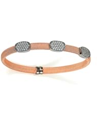 Sterling Silver & Cz Pink Gold Plated Bangle