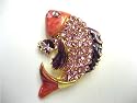 ROSE CZECH RHINESTONE CRYSTAL KOI CARP FISH BROOCH PIN