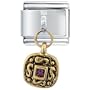 February Amethyst Color Emblem Dangle Italian Charms