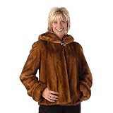 Cedric's Luxe Collection Hooded Female Fully Let-Out Mink Fur Jacket