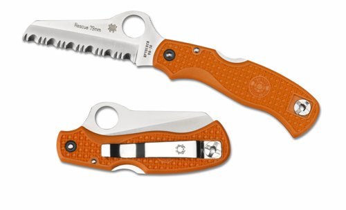 Spyderco Rescue Jr., Orange Frn Handle, Serrated Spyderco Rescue Jr., Orange Frn Handle, Serrated