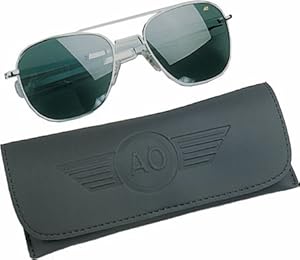 American Optical Original Pilot Eyewear 52mm Silver Frame with Bayonet Temples and True Color Gray Glass Lens