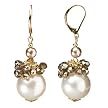 Faux Pearl Cluster Drop Earring - Goldtone