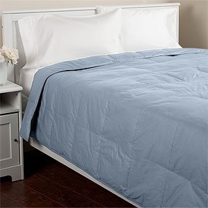 Lightweight Cotton Covered Down Comforter, Full Queen, Light Blue by 