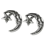 Stud Earrings Sterling Silver - Moon & Star