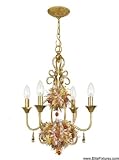 Antique Gold Leaf Wrought Iron Chandelier