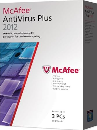 McAfee AntiVirus Plus 2012, 3 PC's, 12 month Subscription, Upgrade version from previous 2011 versions (PC)