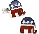 Ravi Ratan Men's Republican Elephant Cufflinks Red/Blue/White