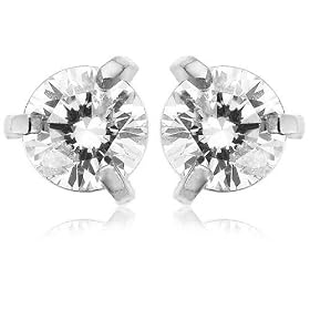 14k White Gold Die Struck 3-Prong Diamond Stud Earrings (.20 cttw, J Color, I2... by Amazon.com Collection