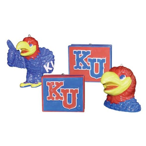 NCAA 4 Piece Ceramic Ornament Set-Kansas Jayhawks Case Pack 4 - 754442