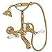Rohl A1801LPIB Country Bath Hex Exposed Wall Mounted Tub Shower Mixer with Porcelain Insert Handshower and Porcelain Levers, Inca Brass