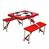 Picnic Time Red with Soccer Design Portable Folding Table/Seats