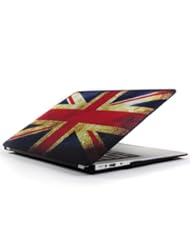 GMYLE(TM) Vintage Union Jack UK Great British Flag Rubber Coated Hard Shell Carrying Case Cover for Macbook Air 13.3 inches with Black bottom case (Fit for 2013 Model)