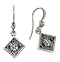 Sterling Silver Granulated Square w/ Flower Drop Earrings by Lois Hill