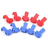 【ノーブランド品】耐久性　クイックスプライス ワイヤ コネクタ ケーブル 18-24awg ワイヤ 10個 ロック 青+赤