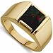 14K Yellow Gold Square Onyx Bloodstone Men's Ring