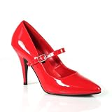 4 Inch Sexy High Heel Shoes Ladies Single Sole Shoes Mary Jane Pump Shoes Red Patent by Unknown