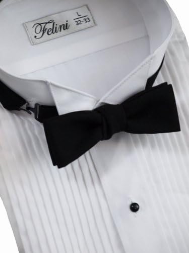 Felini Mens Tuxedo Shirt Wing Collar 1/4 Inch Pleat (medium) 15/15.5 34 X 35)