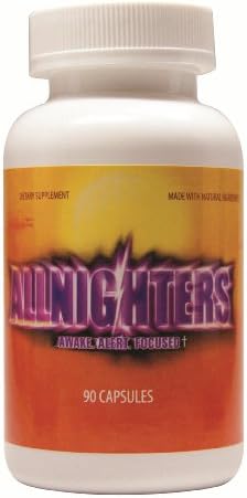 All Nighters Energy Pills: 90 Capsules - Full of Natural Ingredients; Vitamin B12, Guarana, and Caffeine - Great for Men and Women - Helps with Weight Loss