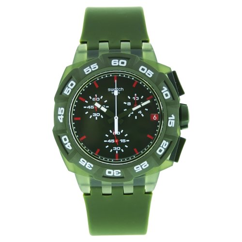 Swatch Mens SUIG401 Rubber Analog with Green Dial Watch