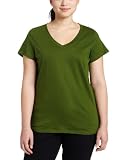 BASIC Southpole Juniors Plus-Size Solid Color V-Neck Tee, Light Moss, 1X