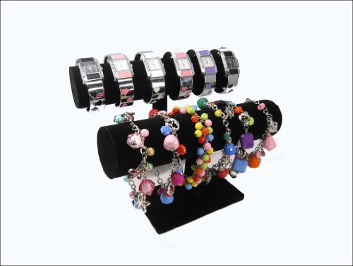 Black Velvet TBar Display Stand for Jewelry Bracelet, Bangles, Watches, Pack of 2 Picture