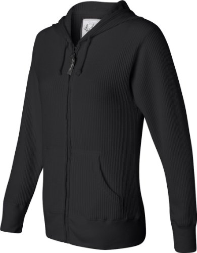 J. America Ladies Allison Full-Zip Hooded Jumbo Thermal. 8471 - XX-Large - Black