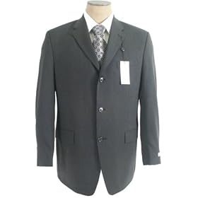 Buy Calvin Klein Mens Single Breasted 3 Button Charcoal Gray Wool Suit - Size 48R by Calvin Klein