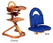 Svan High Chair from Scandinavian Child with Infant Kit and Cushion, Blue Cushion with Cherry Wood