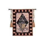 Review ArtExpression  / Cappuccino Time I - Artist: Unknown - Fabric Size: 45.00 by 35.00 inches Wall Tapestry with hanging rods and tassels included