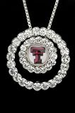 Collegiate Circle Pendant Charm with 18 Sterling Silver Chain Texas Tech Unviersity Red Raiders