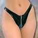Patent PVC Thong with Zipper Lycra Back in Black One Size
