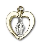 Two-Tone SS/GF Miraculous Pendant with Gold Filled Lite Curb Chain 18 inch