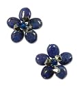 Lapis lazuli earrings, 'Blue Flower' 1" W 1" L