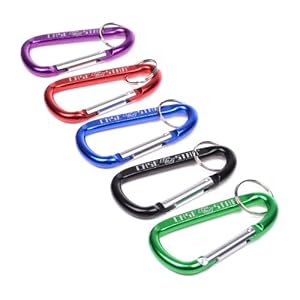 Case Star ® Pack of 5pcs (Black,Green,Purple,Red,Blue) Aluminum Carabiner with keyring (not for climbing) with Case Star Velvet Bag