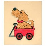 30X40 Vanilla Fleece Kid'S Blanket With Puppy & Wagon Embroidery