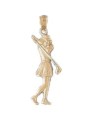 Dazzlers Solid 14k Gold Golfer Charm Pendant Available in three colors from jewelsberry (weights: 2.2 grams only)