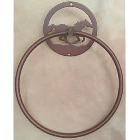 Antique Brown Running Horse Towel Ring