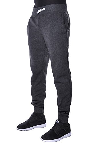 Mens Active Basic Urban Harem Slim Fit Elastic Fleece Jogger Pants (Large, Charcoal)