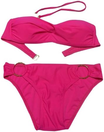 MeiC Womens Twist Bandage Bandeau Strap Push Up Bikini Sets X-Small Rosy