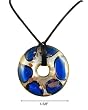 Necklace - N82 - Murano Glass Style - Round Shape ~ Blue, Silver & Copper