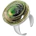 Akuamarina Aventurine Quartz & Murano Glass Open Ring black-green