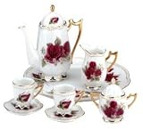 10-PC CERAMIC ROSES TEA SET