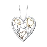 14K Tri Color Gold 5/8 ct. Diamond Heart Pendant with Chain